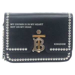 Burberry The Studded TB Bag in Black Leather